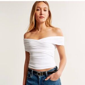 Abercrombie & Fitch Off-Shoulder White Crop Top S